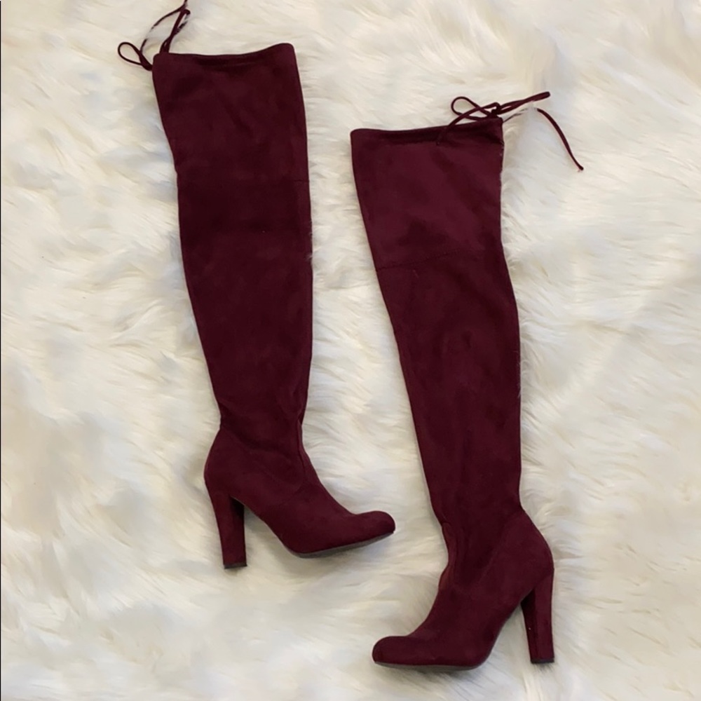 Charlotte Russe Burgundy Over the Knee Boots